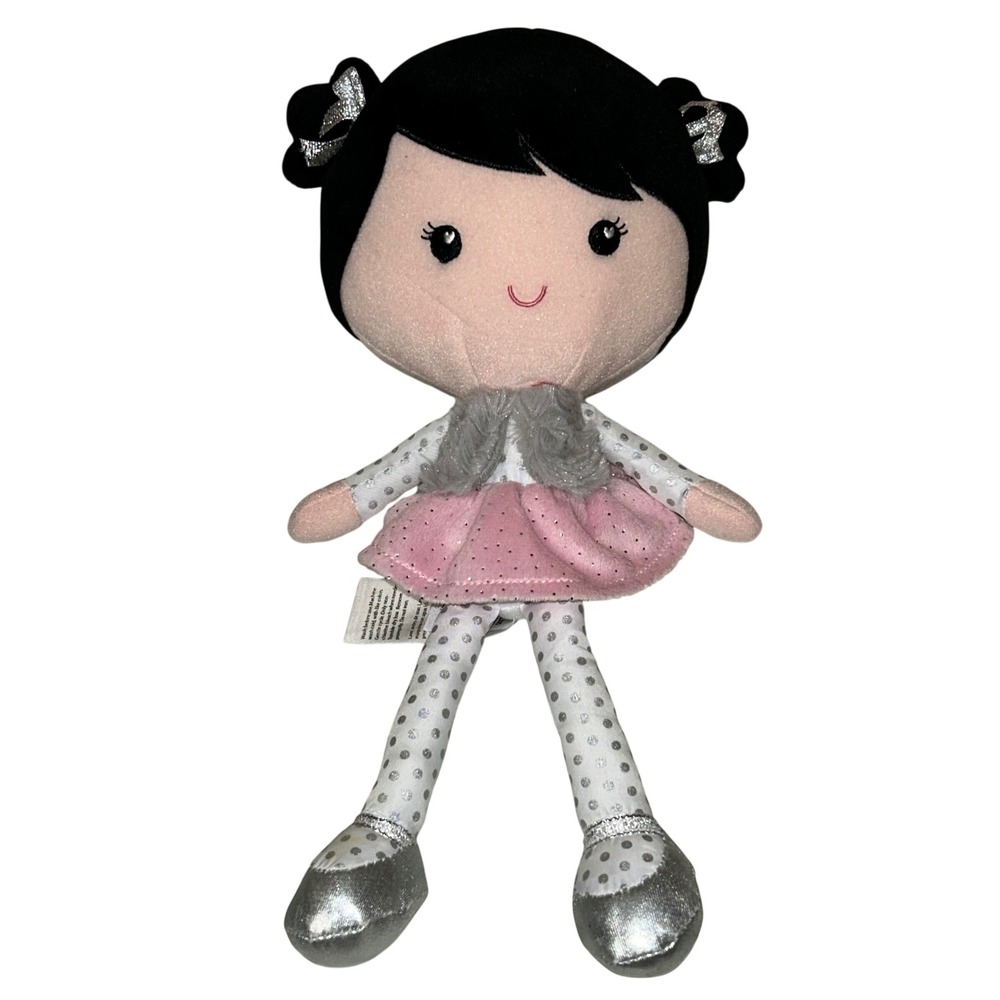 Baby Starters‎ Girl Plush Doll Pink Tutu Silver Polka Dot Fur Vest A44502 As-Is